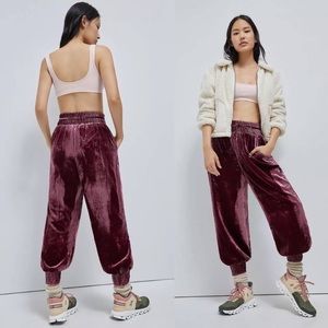 Anthropologie Purple Gloria Velvet Joggers
